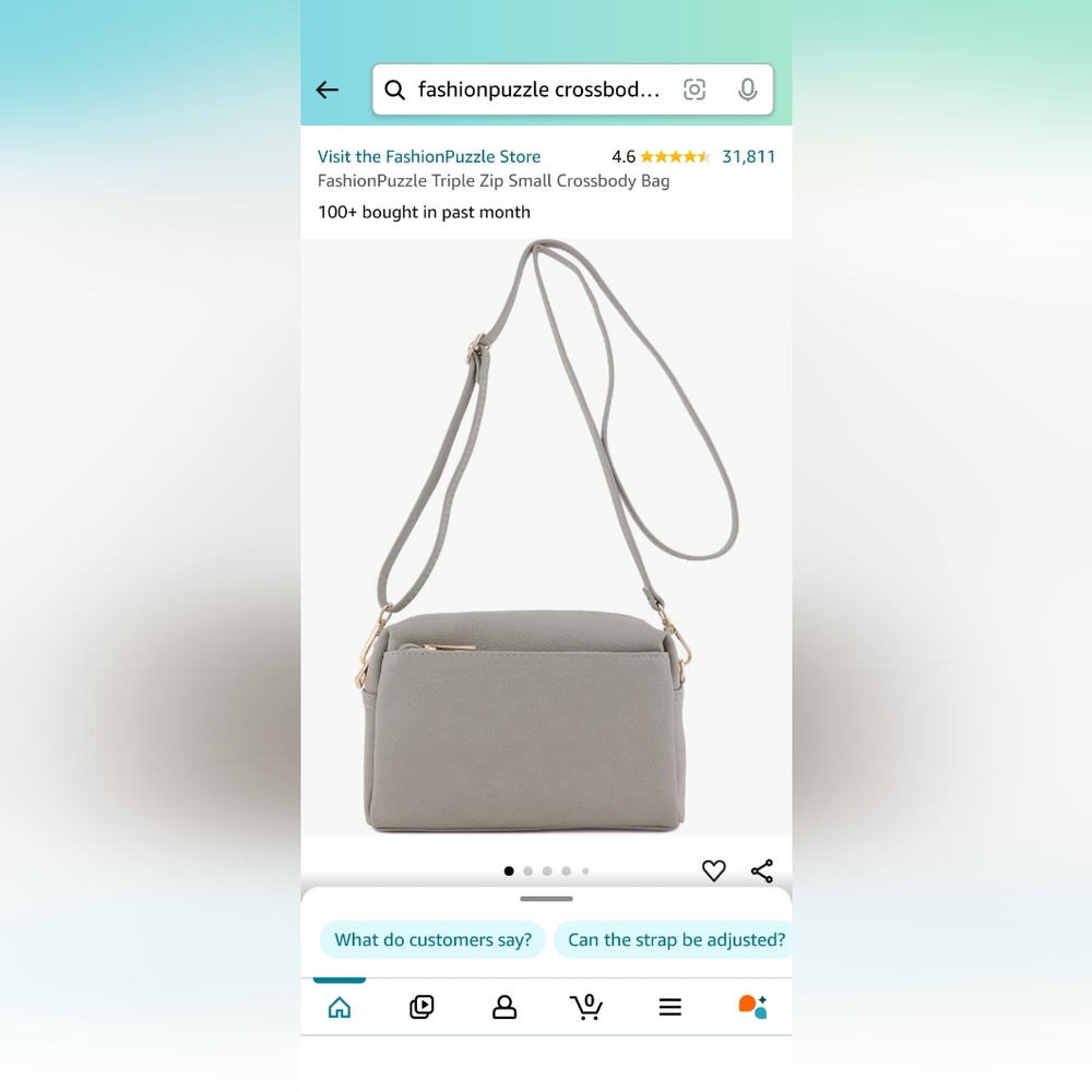 Fashionpuzzle triple zip grey crossbody bag purse